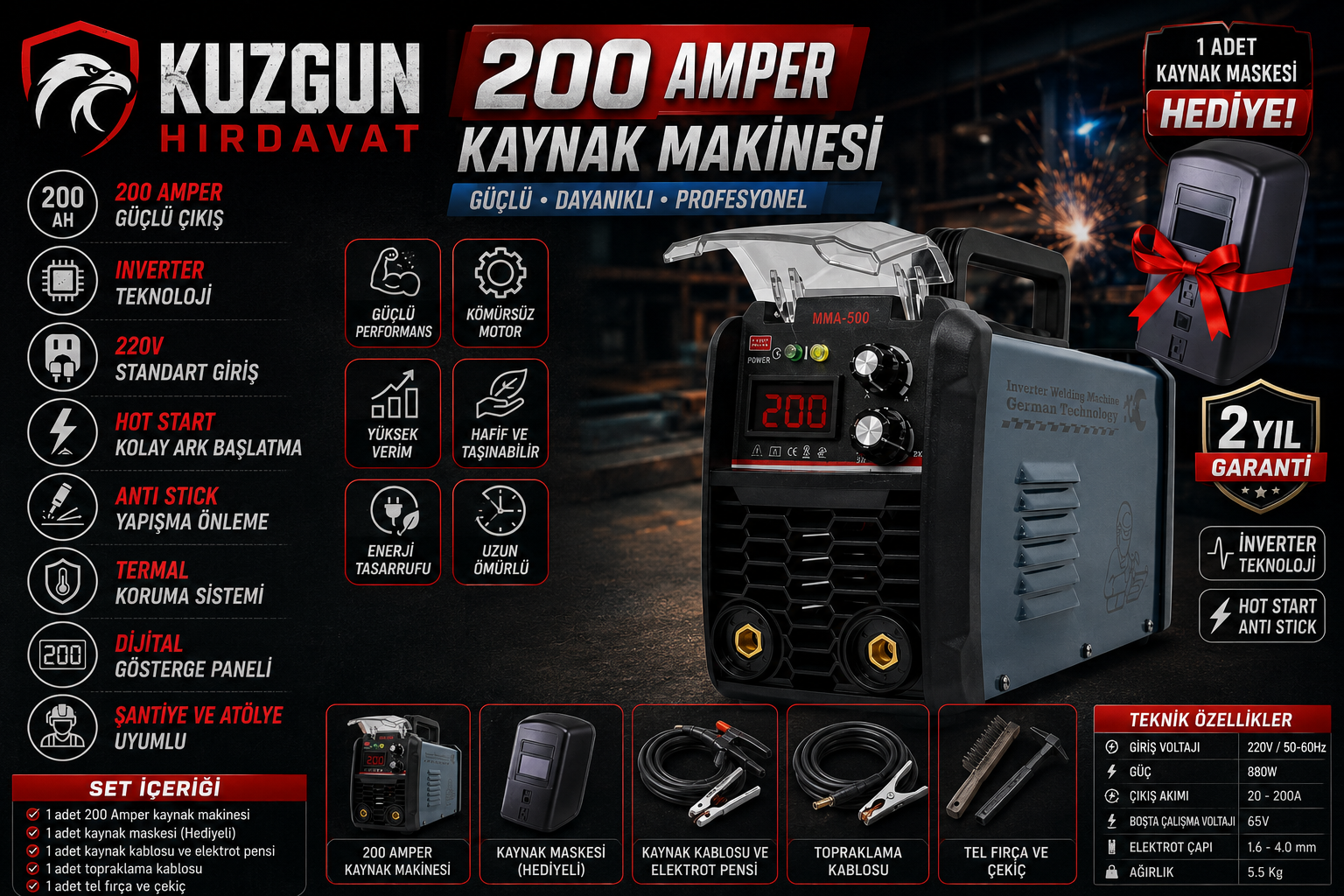 RETOOLS 200 AMPER EKONOMİK KAYNAK MAKİNESİ
