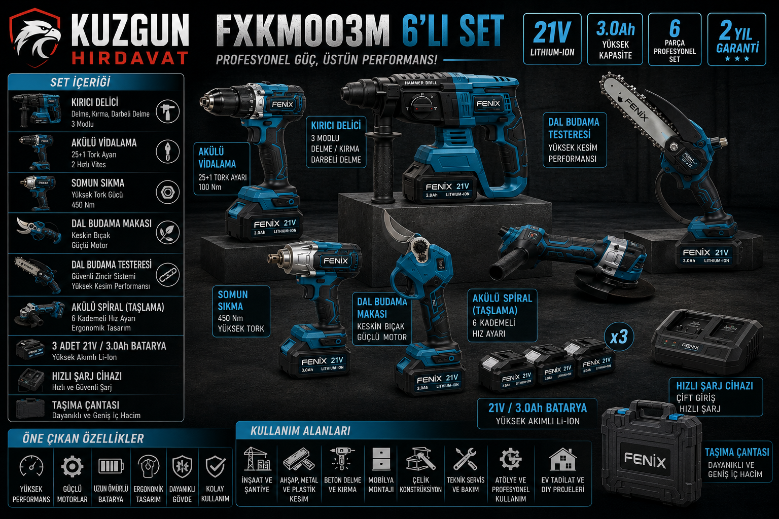 FENIX 21V 3.0Ah 6’lı Set