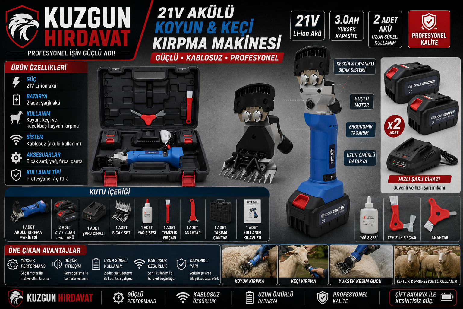 AKÜLÜ KOYUN KIRPMA MAKİNESİ