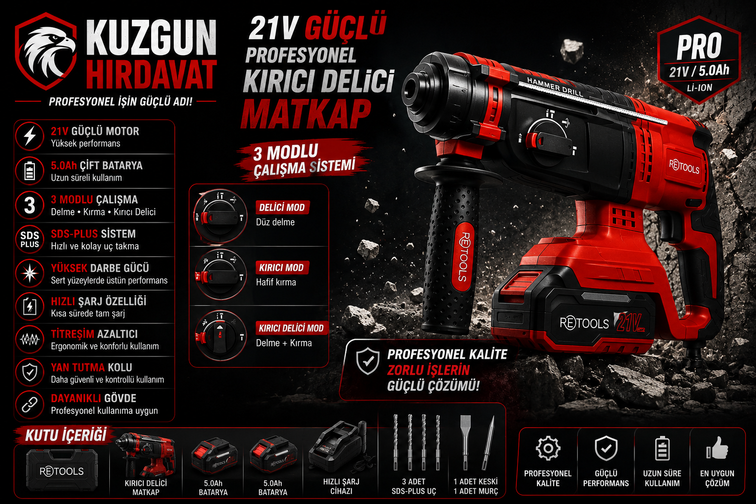 RETOOLS BORDO AKÜLÜ KIRICI DELİCİ MATKAP